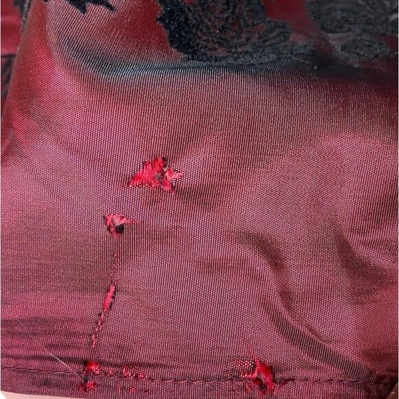 Vintage Jessica McClintock Y2K Velvet Rose Taffeta Skirt Size 10 Wine Whimsygoth - Picture 14 of 15